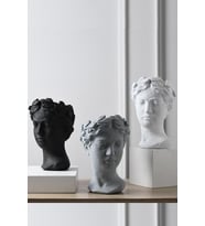 3 Lü Helen Dekoratif Heykel, Büst Saksı, 15 Cm Orta Boy, Siyah, Gri Ve Beyaz