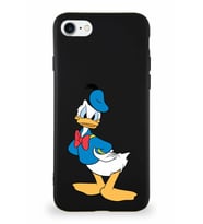Apple iPhone SE 2022 Soft Premier Kapak Donald Duck-D Tasarımlı Silikon Kılıf - Siyah (Şeffaf)