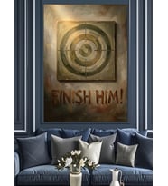 Finish Him Hedef Tahtası Tasarımı Dekoratif Kanvas - Mdf Ahşap Tablo