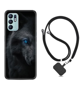 Oppo Reno 6 Kılıf Resimli Boyun Askılı İpli Desenli Silikon Series Dark Wolfs 1834