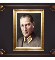 Özel Seri Paspartulu Çerçeveli Atatürk Tablo l267 (Gold)