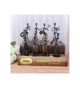 cosy home gift 8 Adet Metal Müzisyen Seti Müzik Orkestrası Biblo Dekorasyon