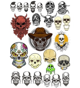 İskelet Şeytan Sticker Set 15 Parça Telefon, Tablet, Defter, Laptop Sticker