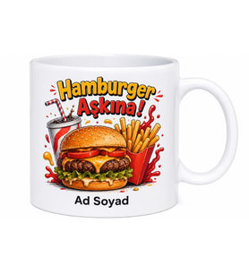 Hamburger Oburlarına Dev Menü Eğlenceli Sokak Lezzeti Kupa Bardak Hediye