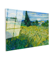 Tamperli Gerçek Cam Tablo Van Gogh Selvili Çayır Çiftlik Evi Ressam Tablosu Duvar Dekoru