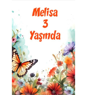 Gri Turuncu Kelebekler Temalı Doğum Günü Afişi 35X50 cm