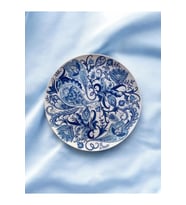 Blue Blanc Ebruli Desenli Duvar Tabağı Dekoratif Bahçe Balkon Mutfak Salon Duvar Süsü No:195