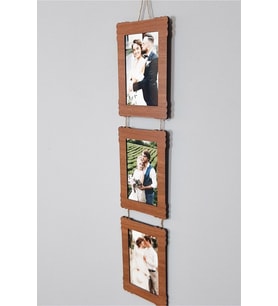 Bilge Ahşap 3'lü 10x15 Cm Hasır Ipli Fotoğraf Askılık Dikey- Renk Ceviz