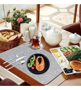 6'lı Dikdörtgen Keçe Amerikan Servis 45x30cm - Gri