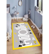Dijital Baskılı Kaymaz Taban Yıkanabilir Kolay Temizlenir Modern Çocuk Odası Halısı NDÇ-HT-1190 (Sarı)