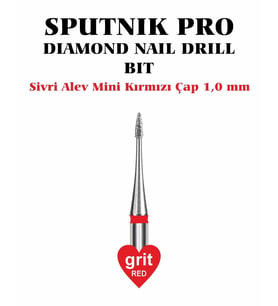 Elmas Sivri Alev Mini Freze Kırmızı Çap 1,0mm