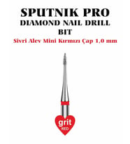 Elmas Sivri Alev Mini Freze Kırmızı Çap 1,0mm