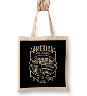 America Runs On Diesel Truck Bez Çanta Uzun Saplı