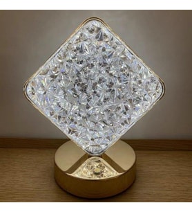 LW-25 Şarjlı Kare Kristal Elmas Masa Lambası Dokunmatik Romantik Akrilik Led Gece Lambası