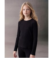 LCW Kids Siyah Bisiklet Yaka Kız Çocuk Tişört