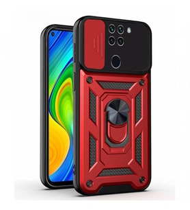 Kızaklı Tank Kılıf Xiaomi Redmi Note 9 Kırmızı