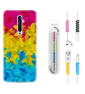 Oppo Reno 2Z 4 Lite 4 Pro 5 6 7 A31 Kılıf Kablo Koruma Spiral Silikon Yapraklar 1634