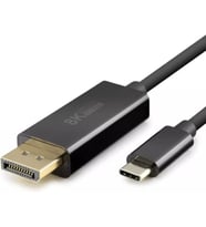 Type-C to DisplayPort Kablo - 8K 60Hz / 4K 144Hz Destekli, 1.8 Metre, Thunderbolt 3/4 Uyumlu, MacBook, iPad ve Yeni Nesil Laptoplar için DP Dönüştürücü Görüntü Kablosu (Siyah)