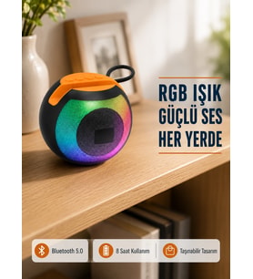 Rgb Işıklı Bluetooth Hoparlör - 360° Stereo Ses Ve 8 Saat Çalma Süresi
