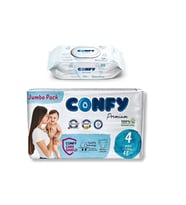 Confy Premium Konfor Seti : 4 Numara Bebek Bezi 48 Adet ve Sensitive ıslak mendil 120 Adet