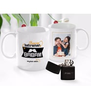 BK Gift Kişiye Özel Babalar Günü Hediyesi Fotoğraflı Kupa Bardak ve Benzinli Çakmak Seti-24 (Model 1)
