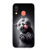PrintiFy Samsung Galaxy A20e ile Uyumlu Kedi 2 Kamera Korumalı Şeffaf Kılıf