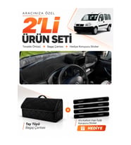 e-biz FIAT DOBLO (2000-2008) AİRBAGSİZ BÜYÜK EKRAN Uyumlu Torpido + Tay Tüyü Çanta - Siyah - FI021