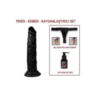 18,5 cm Belden Bağlamalı Realistik Testissiz Dildo Penis Set