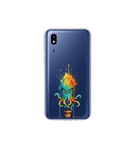 Samsung Galaxy A2 Core ile uyumlu Splash ahtapot tasarımlı şeffaf silikon kılıf