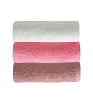 3 lü Düz Renk El Yüz Havlu Seti %100 Pamuklu 50x90 Cm Gül-Pembe-Beyaz (Çok Renkli)