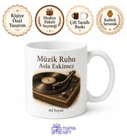 Eski Plakları Dinleyenlere Pikap ve İğne Nostalji Çay Kupası Hediye Bardak