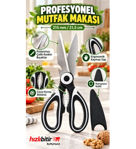 ByMyHand Paslanmaz Çelik Plastik Saplı Çok Amaçlı Mutfak Makası