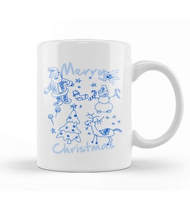 Merry Christmas Doodles Kupa Bardak Porselen