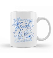 Merry Christmas Doodles Kupa Bardak Porselen