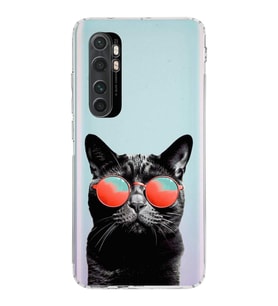 PrintiFy Xiaomi Mi Note 10 Lite ile Uyumlu Kedi 3 Kamera Korumalı Şeffaf Kılıf