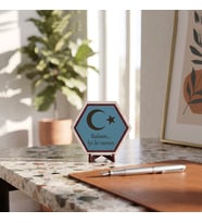 Modern Tasarımlı "Babam İyi ki Varsın" Yazılı Masaüstü Dekoru, Ev ve Ofis Dekorasyonuna Değer Katan Parça 10x10 cm, Gök Mavi