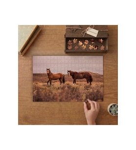 Kahverengi Atlar - Horse Tasarımı 240 parça Ahşap Puzzle Ahşap Kutuda MP09998