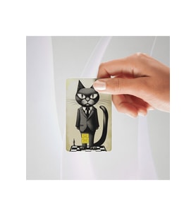 Takım elbiseli kedi temalı Kredi/banka Kartı Kaplama Sticker tekli