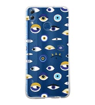 PrintiFy Huawei Honor 8X ile Uyumlu 1mm Slim Fit Nazar Boncuğu 2 Baskılı Şeffaf  Kılıf