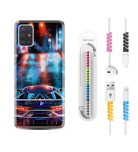 Samsung a71 A72 A73 A7 A9 2018 C7 C9 Kılıf Kablo Koruma Spiral Silikon Neon Cars 1724