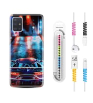 Samsung a71 A72 A73 A7 A9 2018 C7 C9 Kılıf Kablo Koruma Spiral Silikon Neon Cars 1724