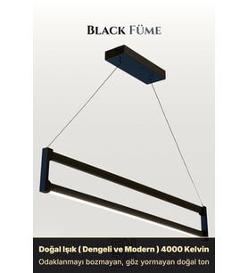 Orion Füme Lineer LED Sarkıt Avize – Kumandalı Dim Edilebilir – Yukarı & Aşağı Işık
