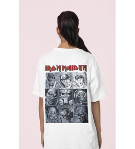 Iron Maiden Rock Metal Müzik Grubu Sırt Baskılı Unisex Oversize Tişört