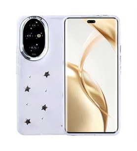 Coverzone Honor 200 Pro ile uyumlu K?l?f Airbag K�?eli 2mm Kamera �?k?nt? Korumal? Simli ?effaf Bask?l? Z-Kutup Kapak Y?ld?z