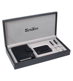 İsme Özel Scrikss Hediyelik Deri Set (Siyah)