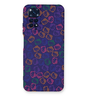 Xiaomi Redmi Note 11 Uyumlu Lansman Kılıf Hello Kitty Tasarımlı İçi Kadife Kapak-Mor (Şeffaf)