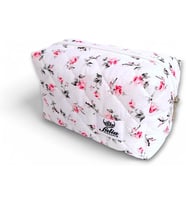 Makyaj Çantası Makeup Bag Kapitone Bakım Seyahat Kozmetik Çantası (Beyaz-Pembe)