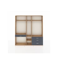 Arges Dolap 7 Raflı 4 Çekmeceli 3 Askılı 220x30x243 Çam-Çam/Antrasit