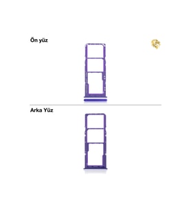 Samsung Galaxy A30S Sim İç Yuvası Çiftli ile Uyumlu Mor Çiftli sim yuvası ikili sim tepsisi çiftli sim aparatı dual sim çekmecesi