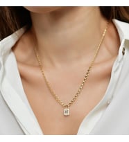 Goldium 14 Ayar Altın Parıltılı Kilit Kolye (Sarı)